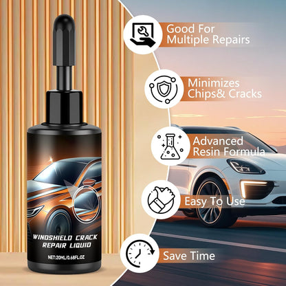Windshield Crack Repair Kit for Chips and Cracks, 2026 New Glass Repair Liquid Glue, Quick Glass Repair Liquid, Auto Windshield Chip Glass Repair ToolsRepair Kit for All Crack Types(2pcs)