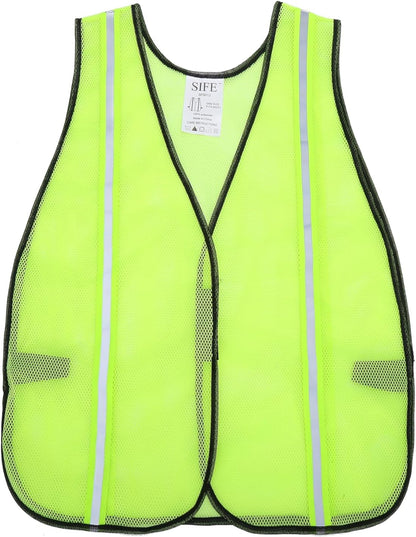 SIFE 10 Pack High Visibility Reflective Safety Vest,Made from Breathable and Neon Orange Mesh Fabric with Stretchable design,light weight for Man and Woman(Orange, 10 pack)