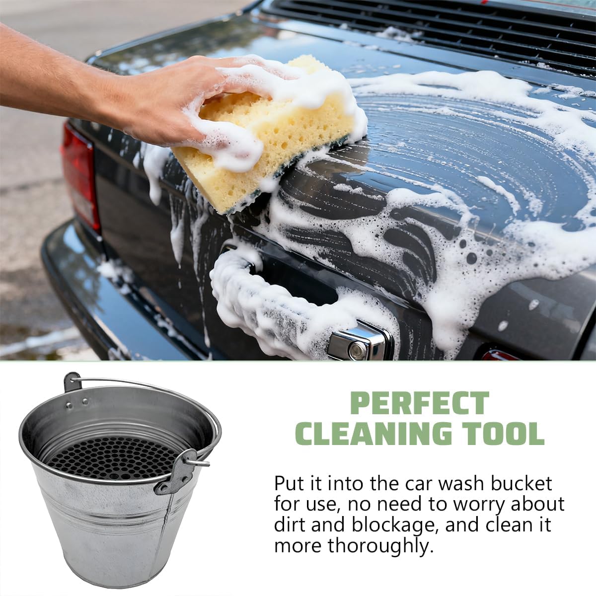 Car Wash Bucket Grit Trap Inserts, Vehicle Detailing Wash Filter for Remove Dust and Dirt, Automotive Cleaning Tool Fits 12 Inch Diameter Bucket, Universal for SUV RV Truck (Black)