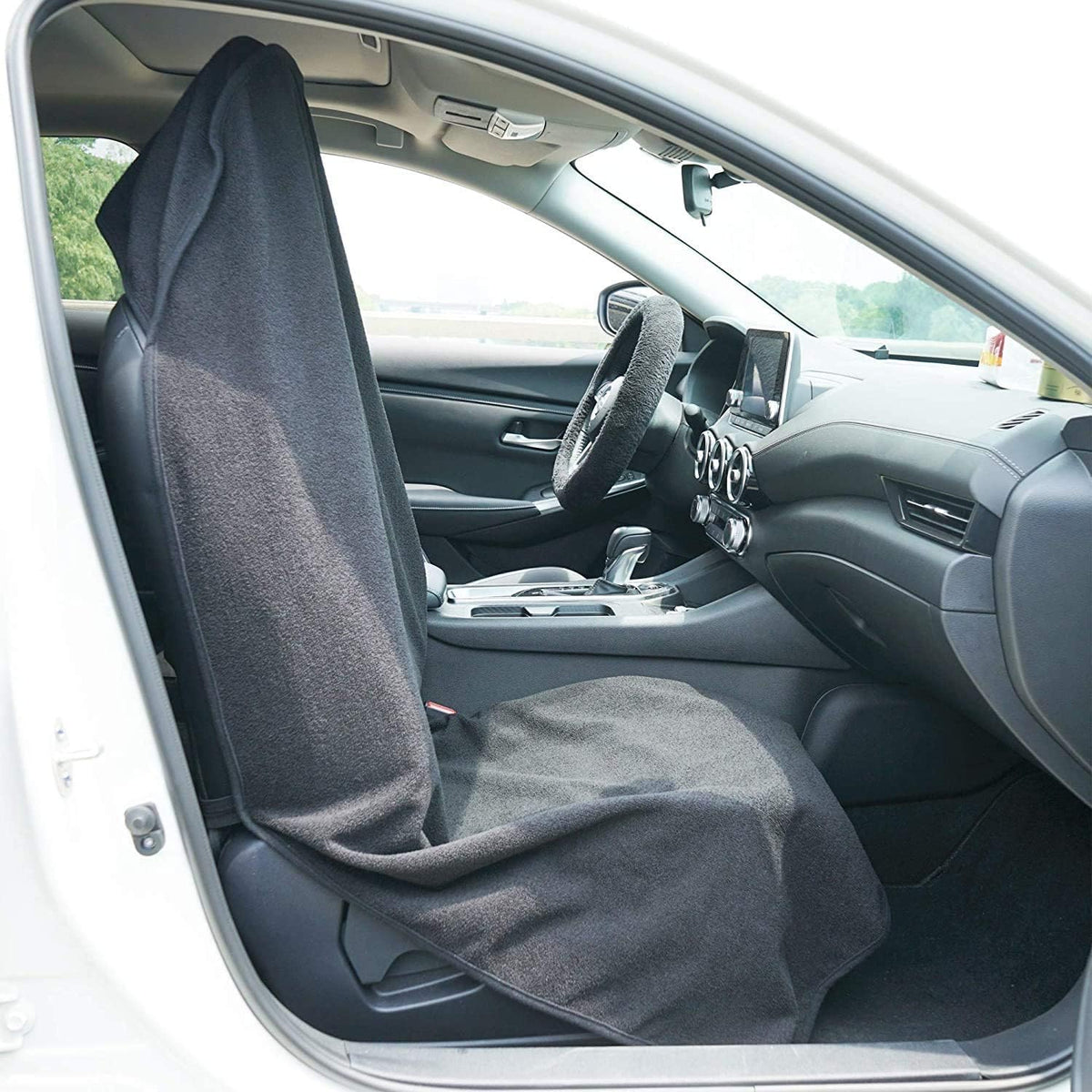 Car Seat Cover Protector Front Seats,for Gym Workout,Running,Swimming,Beach and Hiking,Waterproof Sweat Towel Bucket Seat Covers for Cars SUV Trucks (Black, 1Pcs)
