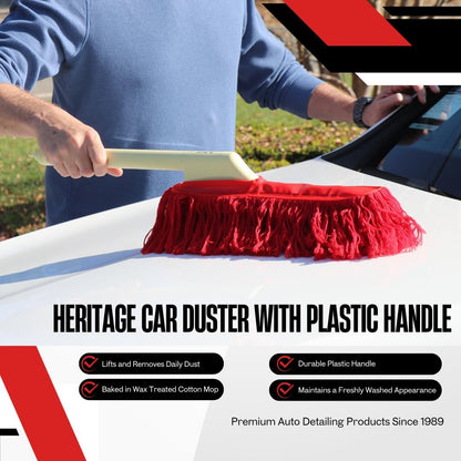 California Car Duster Heritage Car Duster with Plastic Handle and Cotton Mop 86243 Lifts and Removes Dust