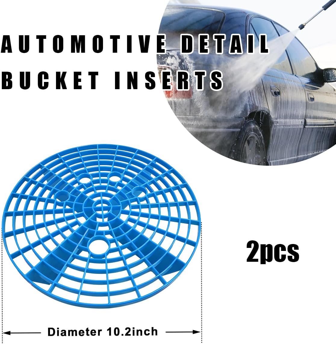2 PCS Car Wash Bucket Insert, Car Wash Grit Filter Trap Dirt Fits 12 Inches Diameter Bucket, Insert for Automotive Detailing and Cleaning, Car Accessories (Black+Red)
