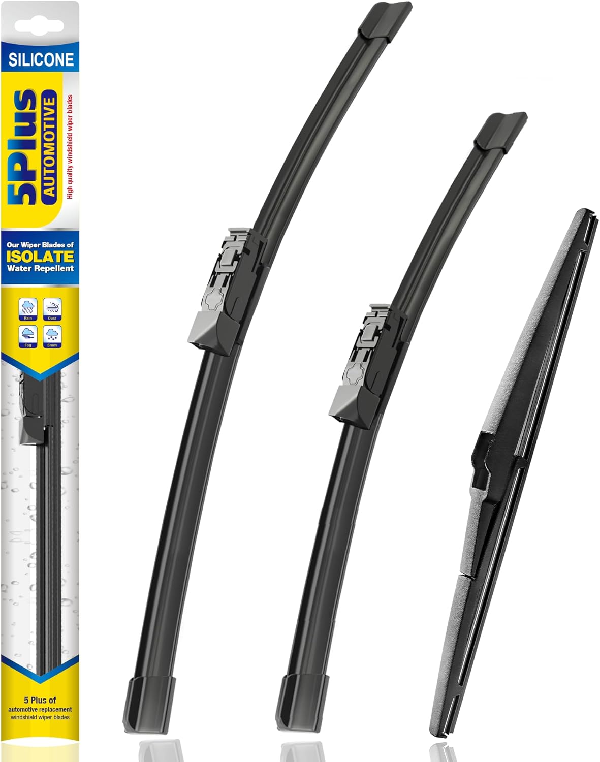 5 PLUS® Silicone Windshield Wipers Replacement for 2019-2024 Toyota RAV4/ 2006-2015 Mazda 5 Wiper Blades(Set of 3), Windshield Wiper Blades For My Car-26"/16"/12" - Colors C
