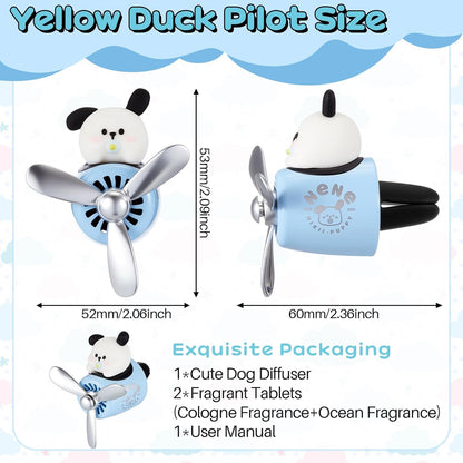 Tallew Car Air Freshener Cute Duck Car Vent Clip Diffuser with Rotating Propeller Outlet Vent 2.5" x 2.4" x 2.1" Easy to Install Included 2 Scents Aroma Tablets Aromatherapy Ornament Auto Accessories