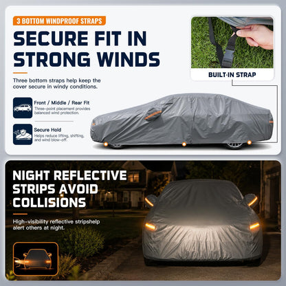 SUV Cover Waterproof All-Weather,Outdoor Full Exterior Automobiles SUV(Length 182-190 inch) with Windshield Sun Shade Universal Fit Toyota RAV4,CRV,Model Y,Q5,Size S2 (See SizeChart)
