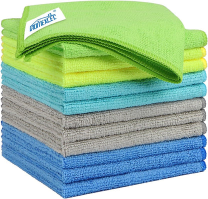 HOMEXCEL Microfiber Cleaning Cloth 12 Pack, 12.5 x 12.5 inch Microfiber Towels for Cars, Ultra Absorbent Washing Cloth, Lint Free Streak Free Cleaning Rags for Car, Kitchen, and Window (Grey)