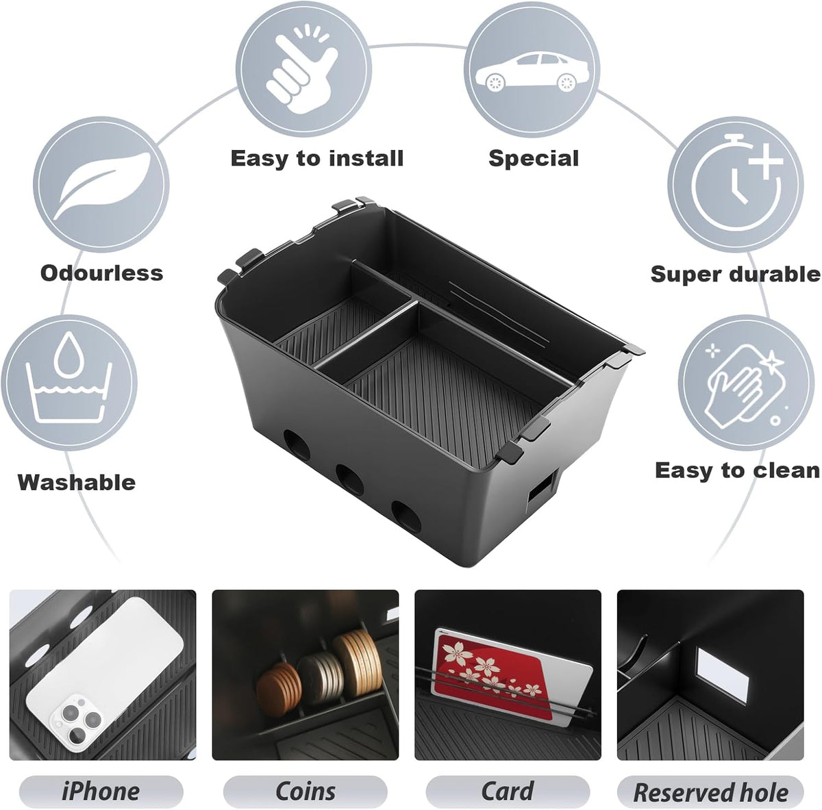 SKTU 2-Pack 2023 2024 2025 2026 Lexu s RX350 Center Console Organizer for 2023-2026 Lexu s RX350/RX450h/RX500h Console Tray 2023 2024 2025 2026 RX350 Accessories with Sunglasses Holder [Double Layers]