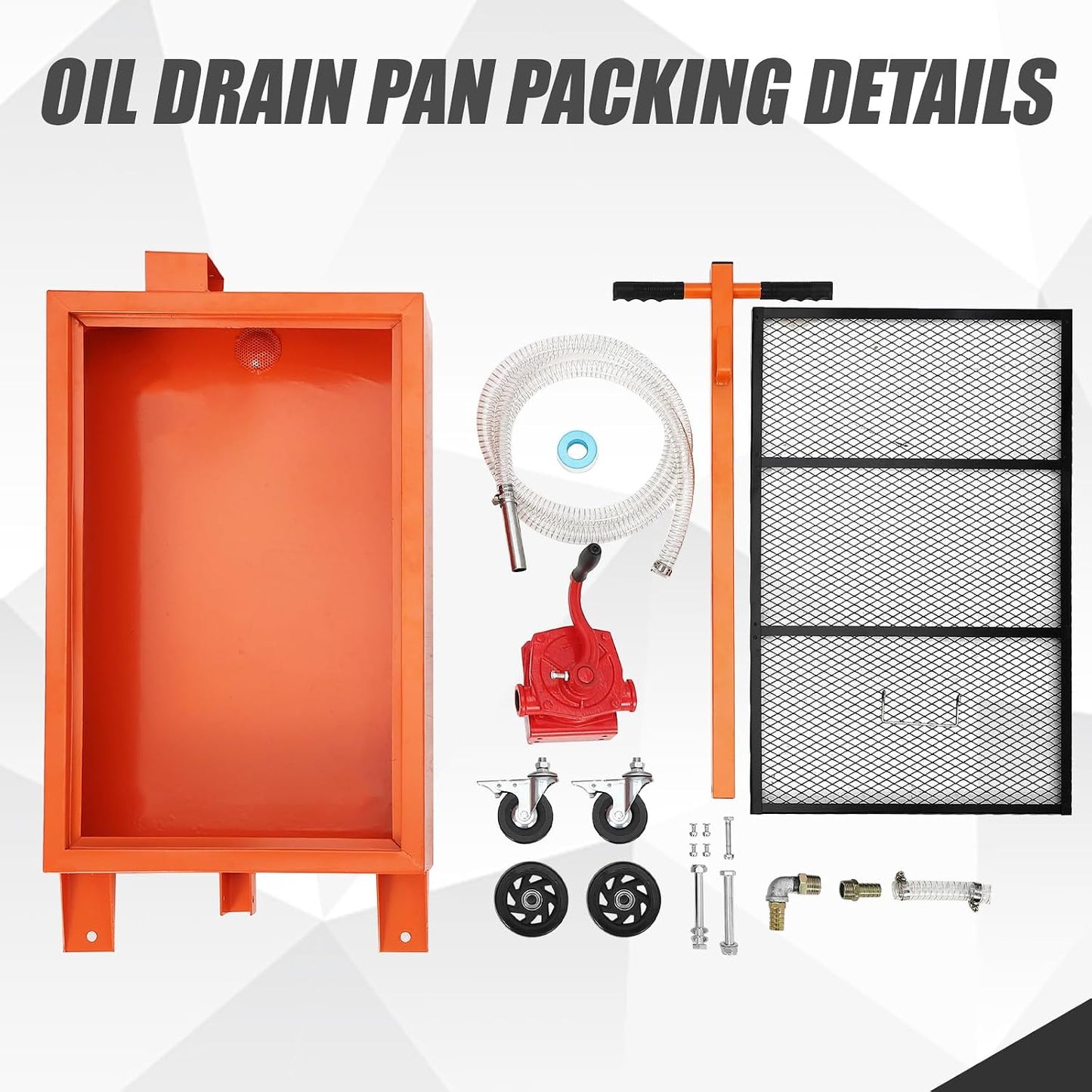 20 Gallon Manual Oil Drain Pan,Low Profile Oil Drain Pan with 110V Electric Pump,76L Oil Change Pan with 8.2ft Hose & Folding Handle, Rolling Oil Drain Cart for Car, SUV, Trucks Oil Draining