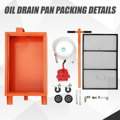 20 Gallon Manual Oil Drain Pan,Low Profile Oil Drain Pan with 110V Electric Pump,76L Oil Change Pan with 8.2ft Hose & Folding Handle, Rolling Oil Drain Cart for Car, SUV, Trucks Oil Draining