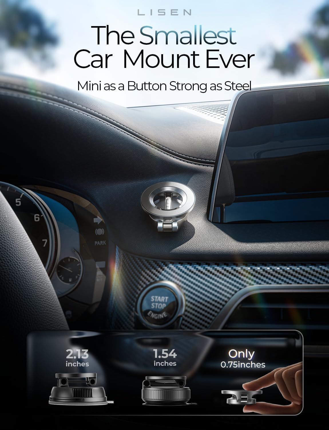 LISEN for MagSafe Car Mount for iPhone 17 Pro Max [24 Strong Magnets] Classic Magnetic Phone Holder for Car Dashboard Magnet Phone Mount Car Cell Phone Holder for iPhone 17 Pro Max Air 16 15 14 13 12