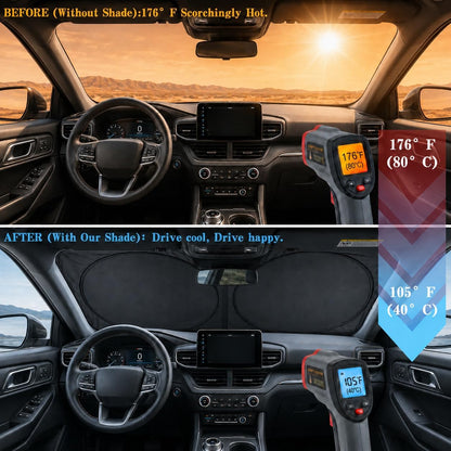 Car Windshield Sun Shade, Funny Cartoon Eyes Sun Visor for Car Windshield Universal Fits Sedan Compact Car Hatchback SUV, UV Heat Protection - 59 x 27.5
