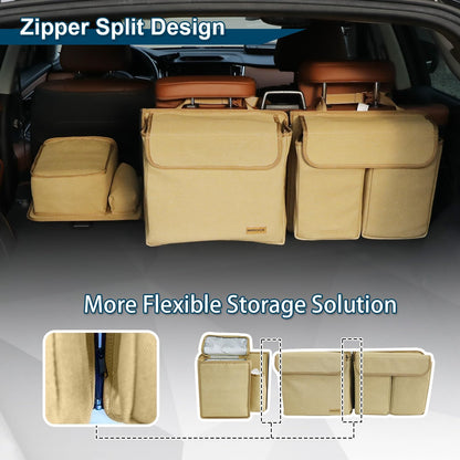 Deluxe Trunk and Backseat Organizer for Medium or Large Size SUVs & RVs, Detachable Storage Modules with Built-in Cooler, Patent Pending