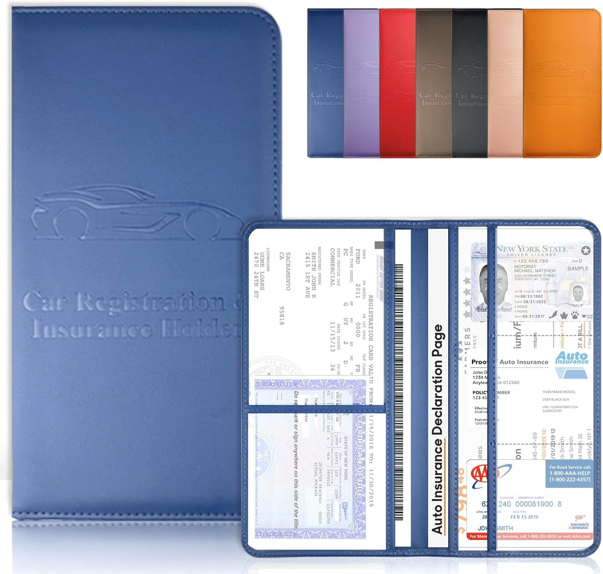 Purple Car Registration and Insurance Holder with Magnetic Closure for Glove Box Organizers Car Document Holder Car Document Organizer Car Glove Box Organizer