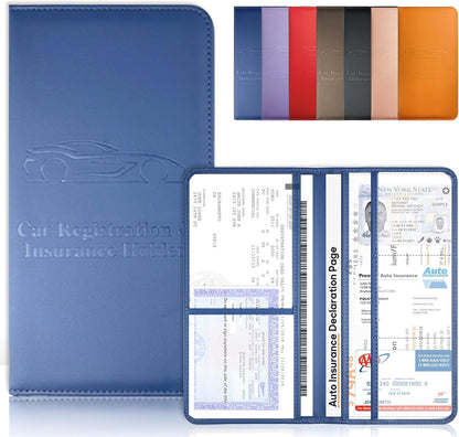 Purple Car Registration and Insurance Holder with Magnetic Closure for Glove Box Organizers Car Document Holder Car Document Organizer Car Glove Box Organizer