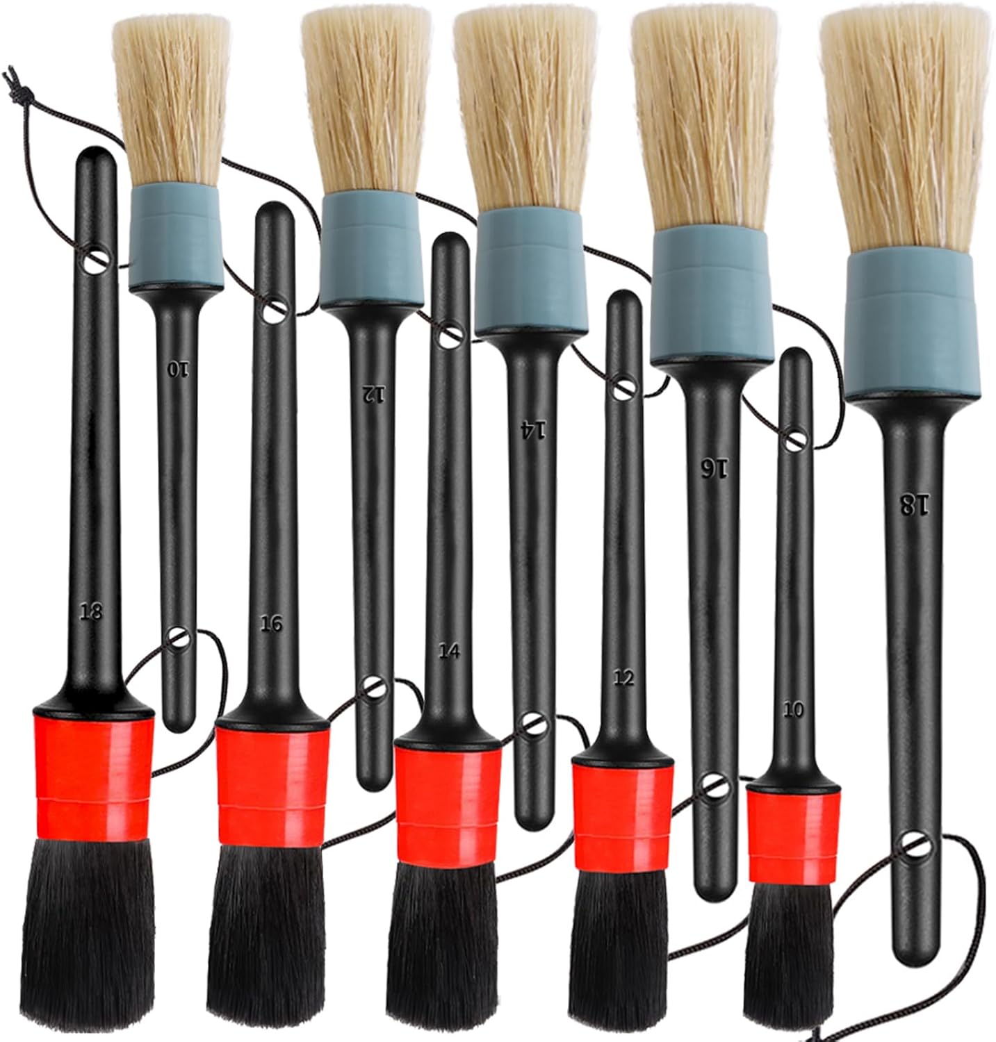 Detailing Brush Set - 10 Pcs Detail Brushes Car Detailing, Auto Boar Hair Car Detailing Kit for Cleaning Interior Exterior - Vehicles Wheels Leather Engine Dashboard