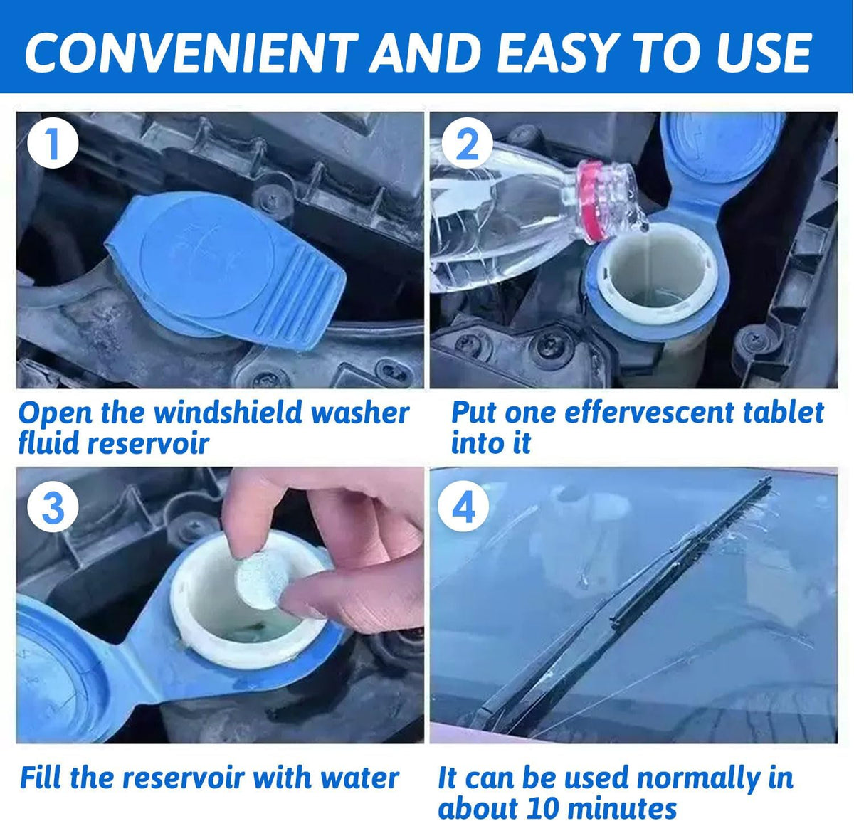 210 PCS Car Windshield Washer Tablets, Glass Cleane Tablets, Effervescent Cleaning Solution, Concentrated Effervescent Tablets, Solid Windshield Effervescent Wiper Tablet for Car Window Glass Cleaning