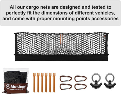 Muslogy Truck Bed Cargo Net Trunk Netting Compatible with 2023-2025 2026 Honda CR-V Accessories, Pickup Cargo Organizer SUV Sedan Storage Net w/Heavy Duty Carabiners - Colors A
