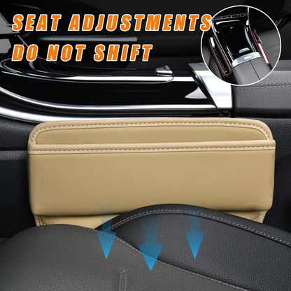 Ziciner Car Seat Gap Organizer, Premium Leather Auto Seat Storage Box, Vehicle Adjustable Front Seat Gap Filler, Car Seat Side Pocket Organizer for Phones, Glasses, Keys, Money, Cards (Black)