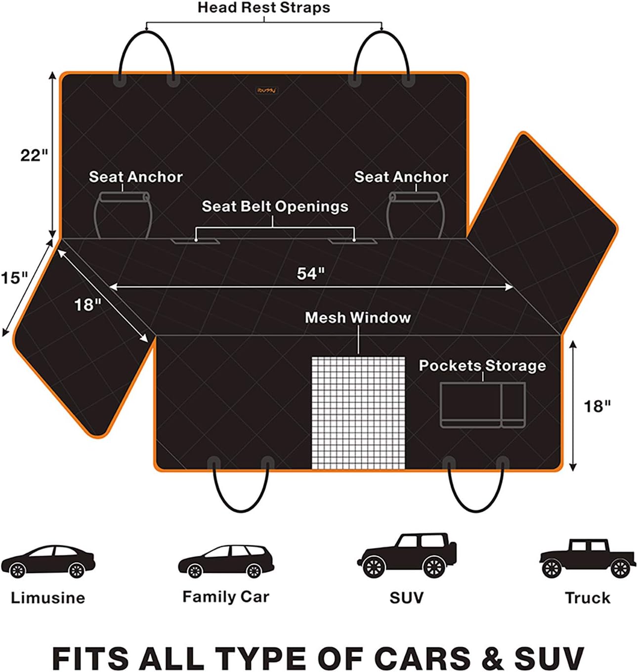 Luxury Dog Car Seat Cover for Back Seat Breathable Mesh Window Dog Hammock for Car 4-Layer Heavy Duty Waterproof Pet Seat Protector Scratch-Proof Car Seat Cover Perfect for Family Road Trips