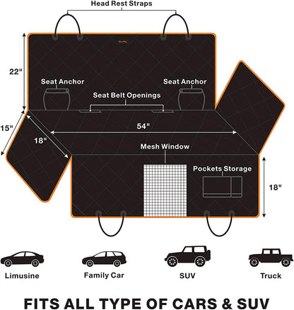 Luxury Dog Car Seat Cover for Back Seat Breathable Mesh Window Dog Hammock for Car 4-Layer Heavy Duty Waterproof Pet Seat Protector Scratch-Proof Car Seat Cover Perfect for Family Road Trips
