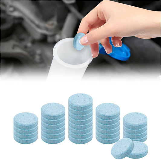 30PCS Car Windshield Washer Tablets,Windshield Washer Fluid Tablets Provide Clear Visibility,Universal Washers Fluid Concentrated Solid Effervescent for Automotive Glass,Window (30pcs)