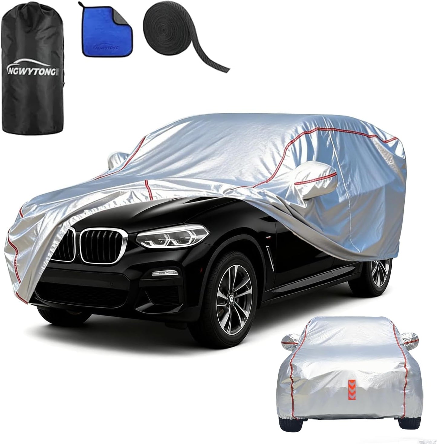 Car Cover for Sedan, Waterproof All Weather Heavy Duty, 360° Underbody Wrap Windproof Design, Quick Install Outdoor Vehicle Cover, Fits 186-193 in