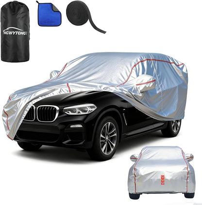 Car Cover for Sedan, Waterproof All Weather Heavy Duty, 360° Underbody Wrap Windproof Design, Quick Install Outdoor Vehicle Cover, Fits 186-193 in