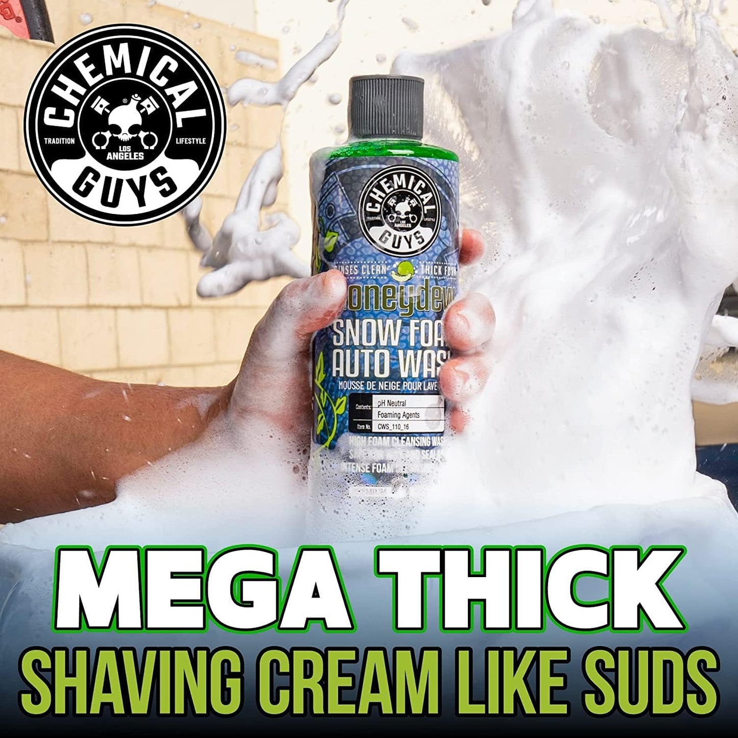 Chemical Guys Car Wash Soap for Foam Cannon or Bucket, Honeydew Snow Foam Car Wash Soap for Trucks, Motorcycles, RVs & More, Super Suds, Honeydew Scent - 128 oz (1 Gallon)