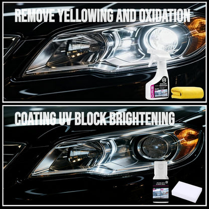 Headlight Restoration Kit, New Headlight Cleaner and Restorer Kit with Headlight Clear Coat for Yellowing & Oxidation, Head Light Restoring Kit Recovery 95% Light Transmission & UV Protection(6.43oz)