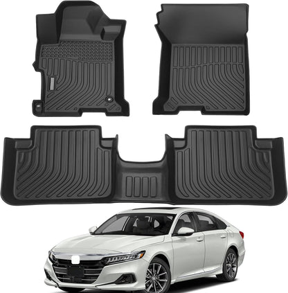 All Weather Rubber Car Floor Mats Compatible with 2013-2017 Honda Accord, Custom Fit Car Mat Full Set with Raised Edge, Odorless, Easy to Install in 5 min, Non-Slip Surface, No Need Trimming