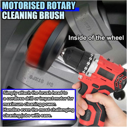 ZIMISI 2PCS Car Detailing Drill Brush Set, 2" & 4" Power Carpet Scrubber, Nylon Bristle Wheel Cleaner Brush with Drill Attachment, Car Wash Cleaning Kit for Floor Mats, Bathroom (Red)