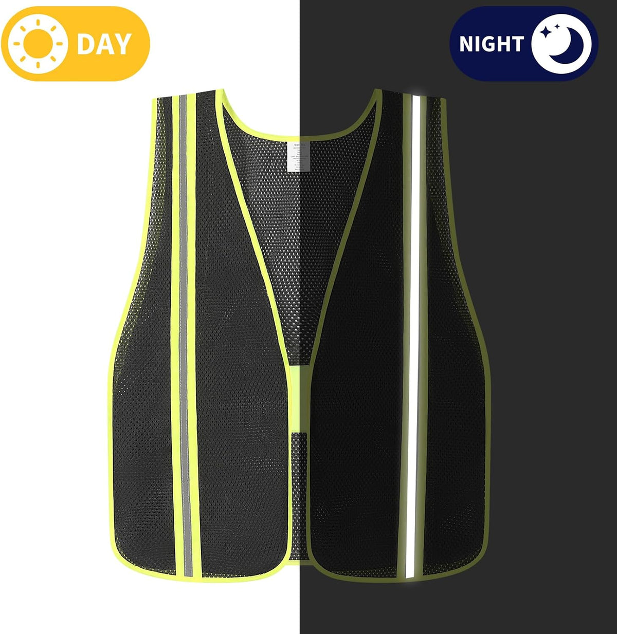 High Visibility Reflective Safety Vest for Men Women Class 2 Hi Vis Mesh Fabric Safety Work Jacket with Elastic Band