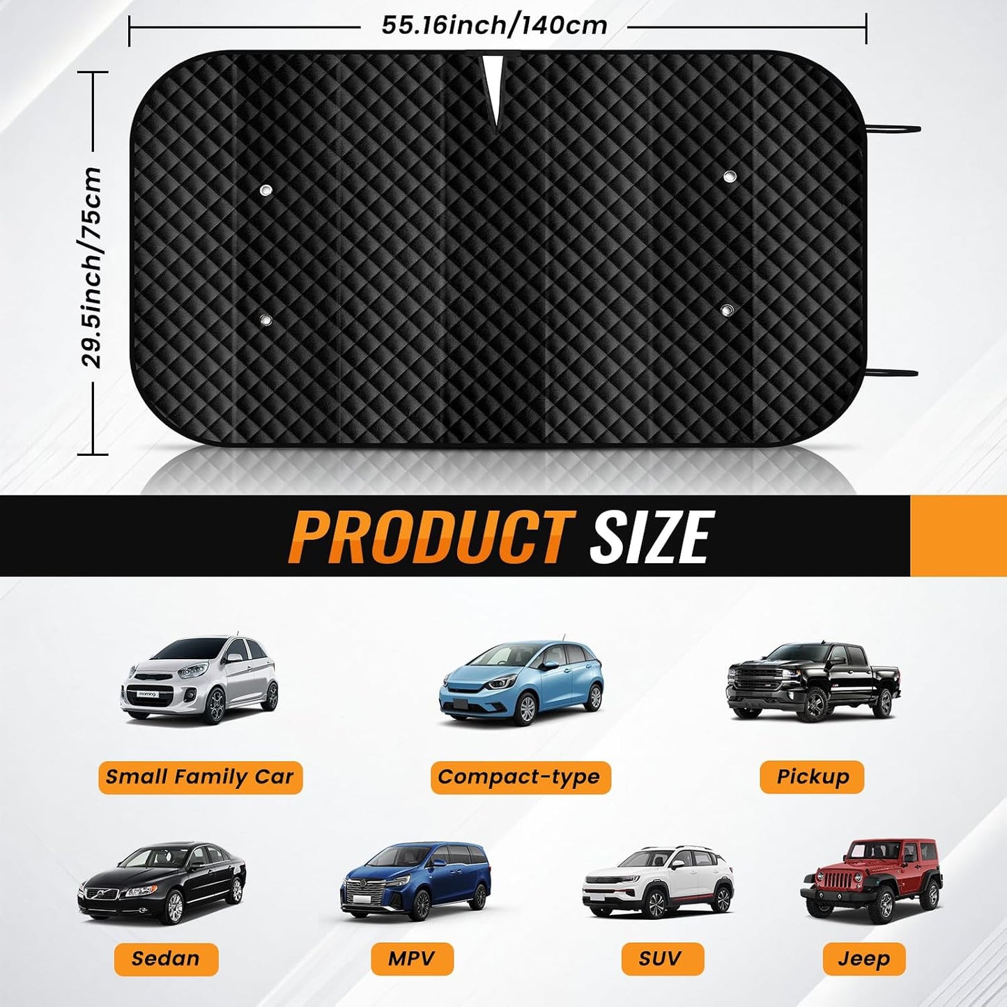 Iridescent Sun Shade for Car Windshield, Foldable Universal Car Windshield Upgrade Sunshade Enhanced UV Rays Reflective Sun Visor Shade Keeps Vehicle Cool