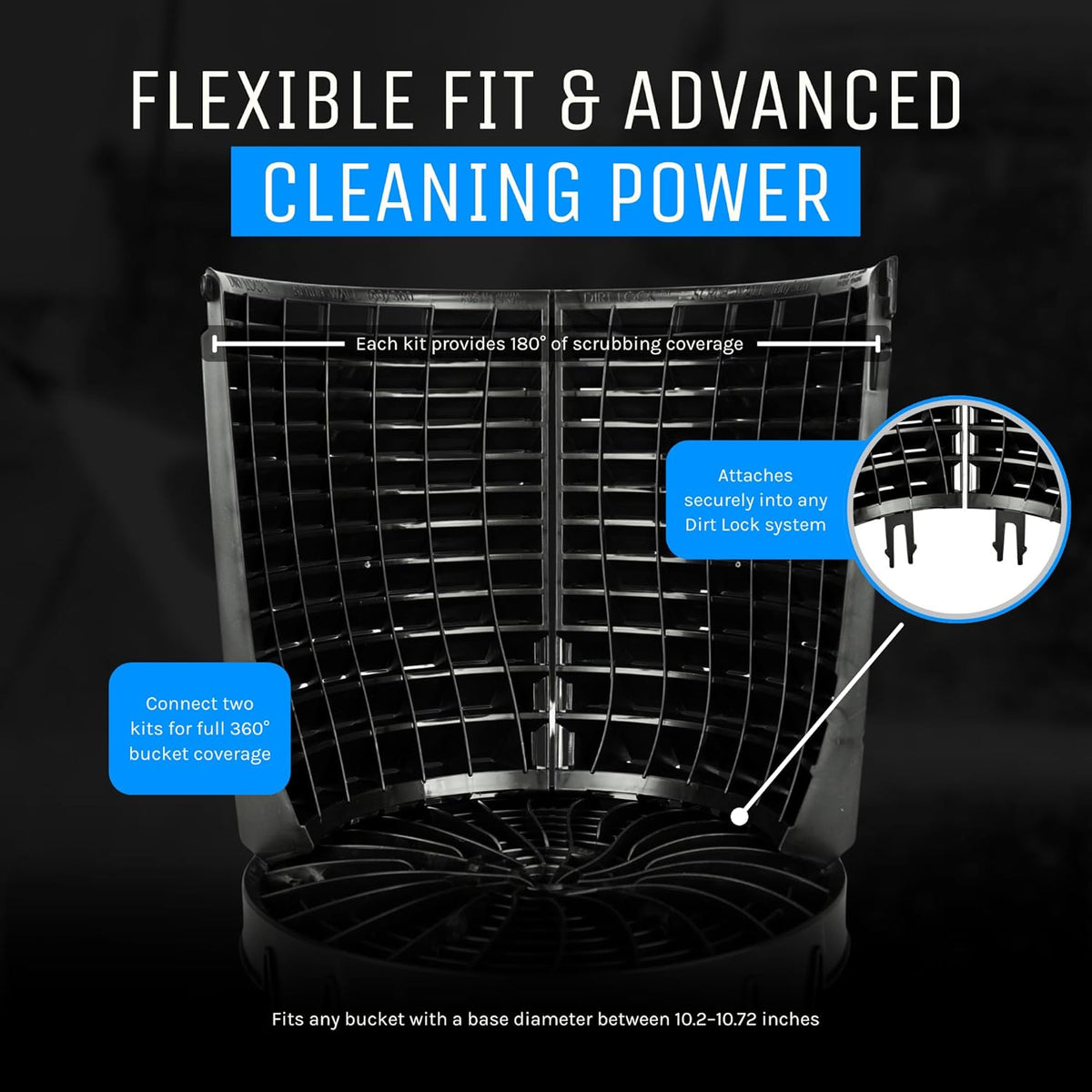 DETAIL GUARDZ Dirt Lock Scrub Wall 180/360 – Washboard Attachment for Detail Guardz Dirt Lock - Bucket Filter – Vertical Cleaning Tool for Brushes, Mitts (Black)