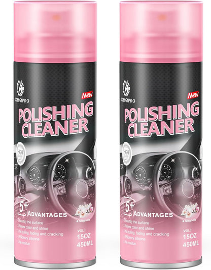 DONKEYPRO Car Interior Cleaner, Polishing Cleaner Detailer Spray for Vehicle Detailing, 450ml Aerosol 15 fl oz with Iron Can (2-Pack)