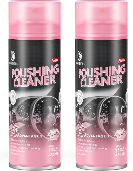 DONKEYPRO Car Interior Cleaner, Polishing Cleaner Detailer Spray for Vehicle Detailing, 450ml Aerosol 15 fl oz with Iron Can (2-Pack)