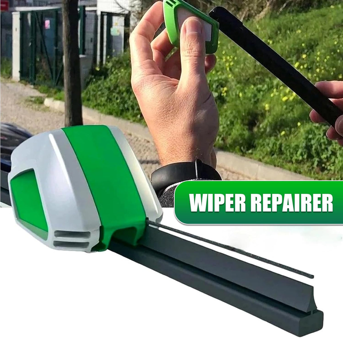 1 PC Car Wiper Blade Restorer Tool, Windshield Wiper Quickly Repair Tool, Cleaning Windshield Blade Cutter Repairer, Universal for Most Cars, Trucks, SUVs (Green)