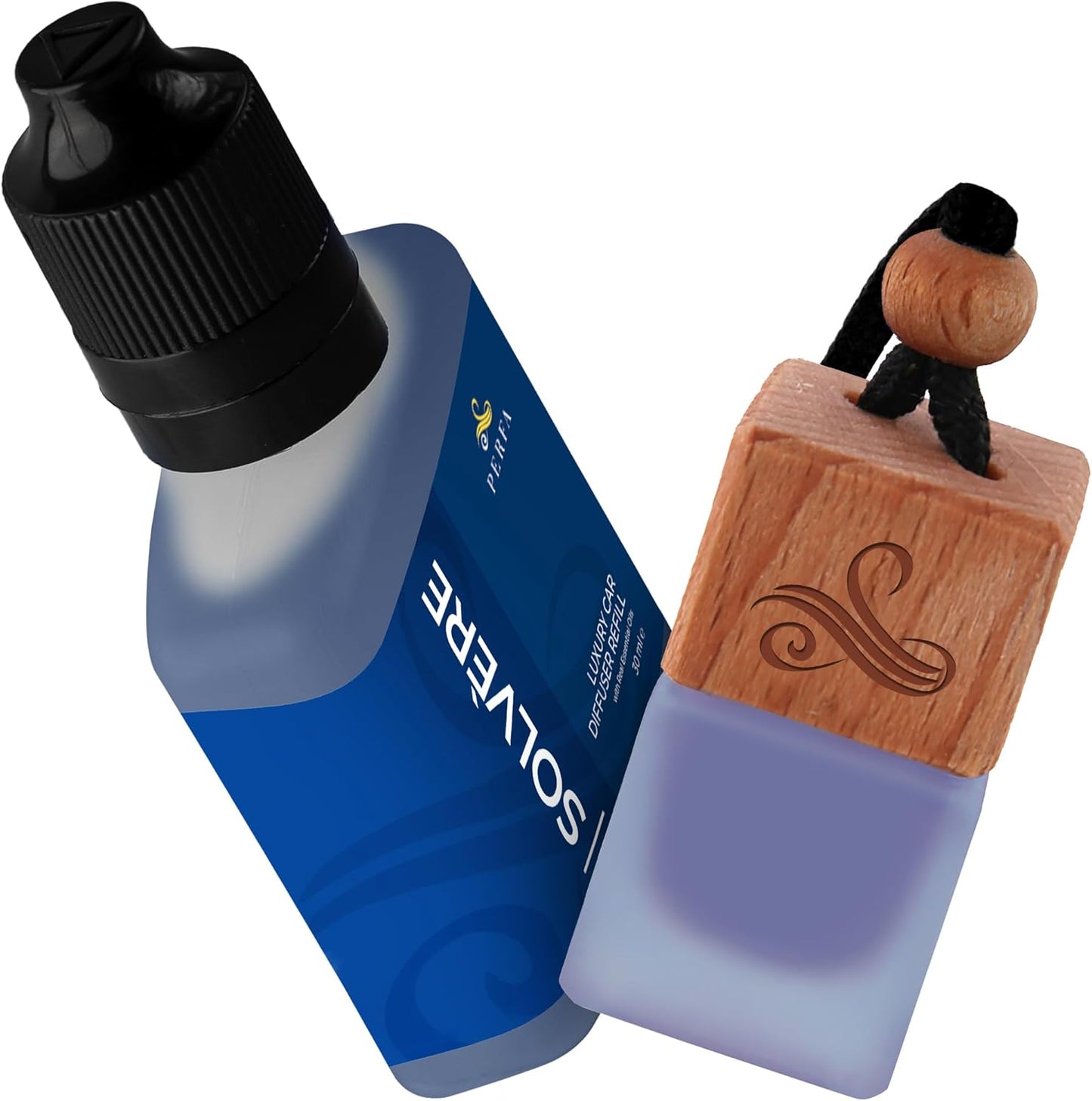 Solvère Car Air Freshener for Men | Perfume Style Freshener with Solvère Fragrance | Strong Freshener with Odour Eliminating Technology with Vent Clip | Car Air Freshener by Perfa