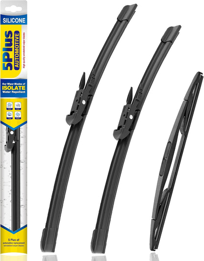 5 PLUS® Silicone Windshield Wipers Replacement for 2007-2014 Ford edge, 2007-2015 Lincoln MKX Wiper Blades(Set of 3),Automotive Replacement Windshield Wiper Blades For My Car-26"/20"/14" - Colors B