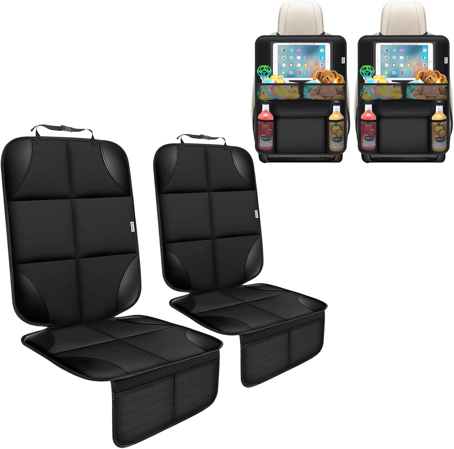 Meolsaek Kick Mats Back Seat Protector, Waterproof Oxford Seat Back Protector, Car Seat Back Protector for Kids, Back of Seat Protector for Kids Feet Car Seat (Black A -1pc)