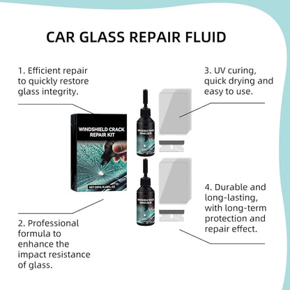 Cracked Windshield Repair Kit for Car Cracks, Fast and Convenient (2PCS) | Emergency Repair for Star, Linear Cracks & Chips,Portable Emergency Glass Repair Set for Car and Home Use