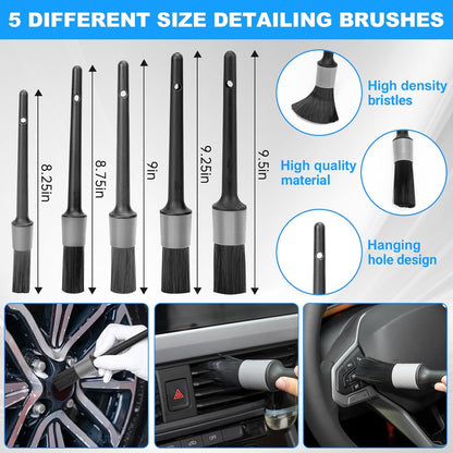 THINKWORK Car Detailing Kit, Car Detailing Brush Set, Car Cleaning Drill Brush Kit with Extension Pole, Professional Auto Detailing Supplies for Automobile Interior Exterior Wheels