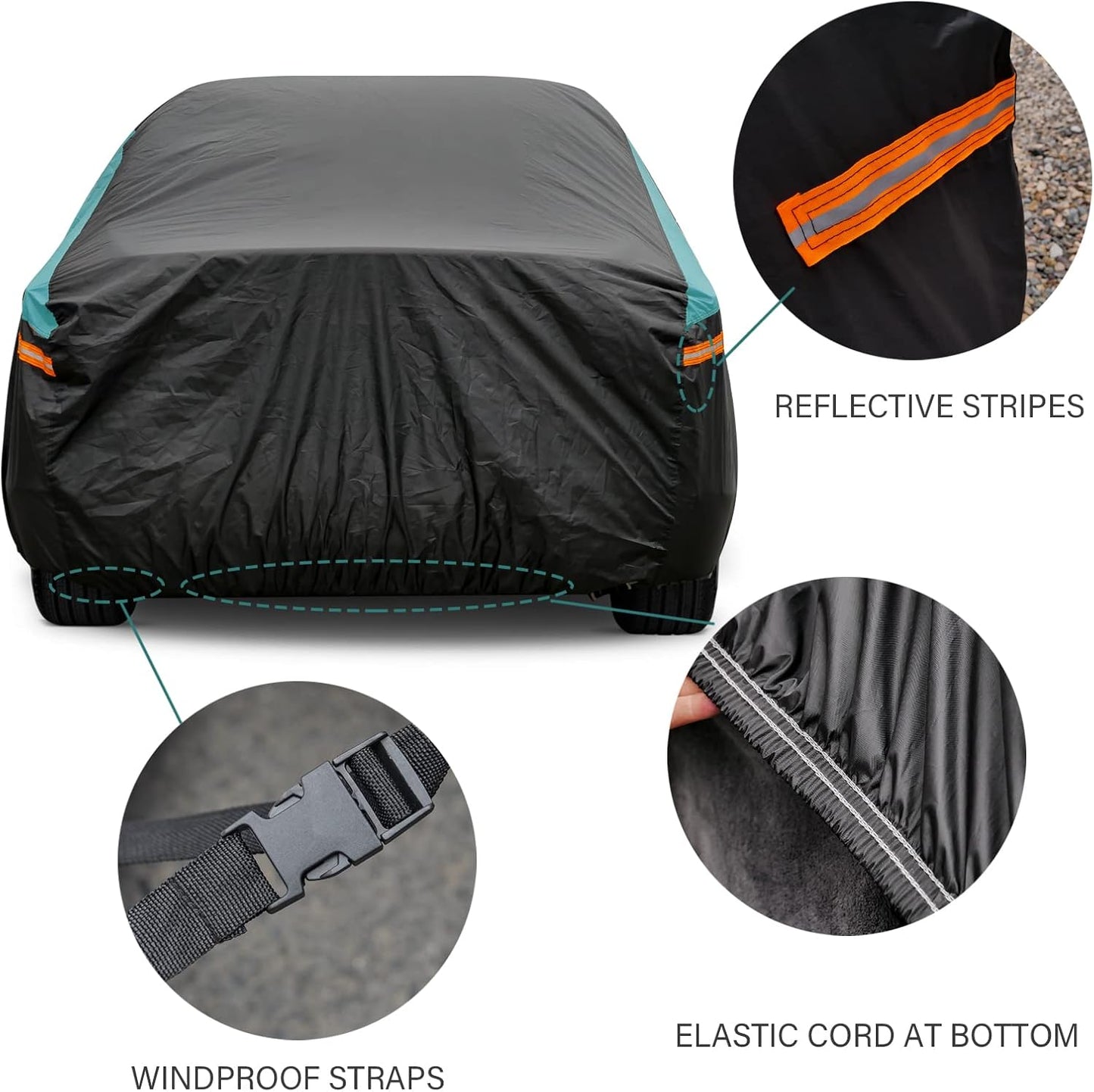 GUNHYI Car Cover for Automobiles All Weather Waterproof, Universal Fit Sedan Chevrolet Corvette, Ford Fusion, Kia Stinger, Nissan Maxima, Buick Regal, Subaru Legacy, Honda Accord etc.