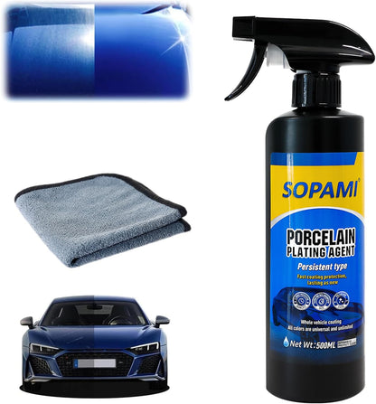 SOPAMI 2-Pack Advanced Car Coating Spray, Quick-Acting Polish & Wax for Scratch Removal, Waterless Wash, and Glass Oil Film Cleaning 17.6fl Oz/500ml