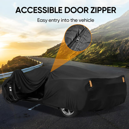 NEVERLAND Sedan Car Cover Waterproof Heavy Duty All Weather Protection Snow Anti-UV Windproof Outdoor Full Car Cover Fit for Automobiles BMW/Mercedes-Benz/Honda（for Car Size:183''L x 70''W x 59''H）