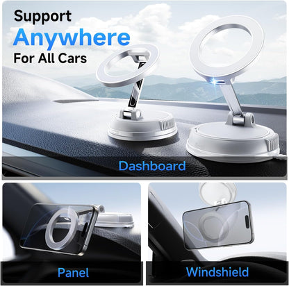 ANDERY Car Phone Holder for Magsafe [78+LBS Strongest Suction & 2400gf Strongest Magnetic] 360° Adjustable Car Phone Mount, Phone Holders for Your Car for iPhone 17-12 Pro Max Air Plus (Carbon Fiber)