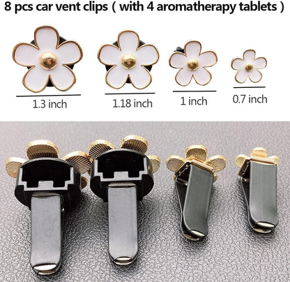 Car Air Freshener Vent Clips for Women 8 Pieces Cute Car Vent Clips Decorations Daisy Flower Car Accessories Air Freshener Clips for Christmas Anniversary Girls Gift (8 pcs white pink)