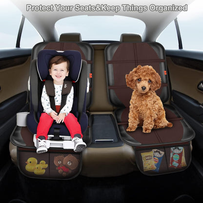 XHYANG Car Seat Protector,Auto Car Seat Protectors Baby Carseat Waterproof & Durable 600D Fabric for Child Baby Car Seat Mat Vehicle Pet Cover 2 Storage Pockets (2 Pack)
