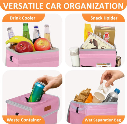 Vankor Car Trash Can Bin with Lid Hanging for Back Seat, Car Accessories for Women Men Leak Proof Automotive Garbage Cans Leakproof Vehicle Trash Can for Truck SUV Black