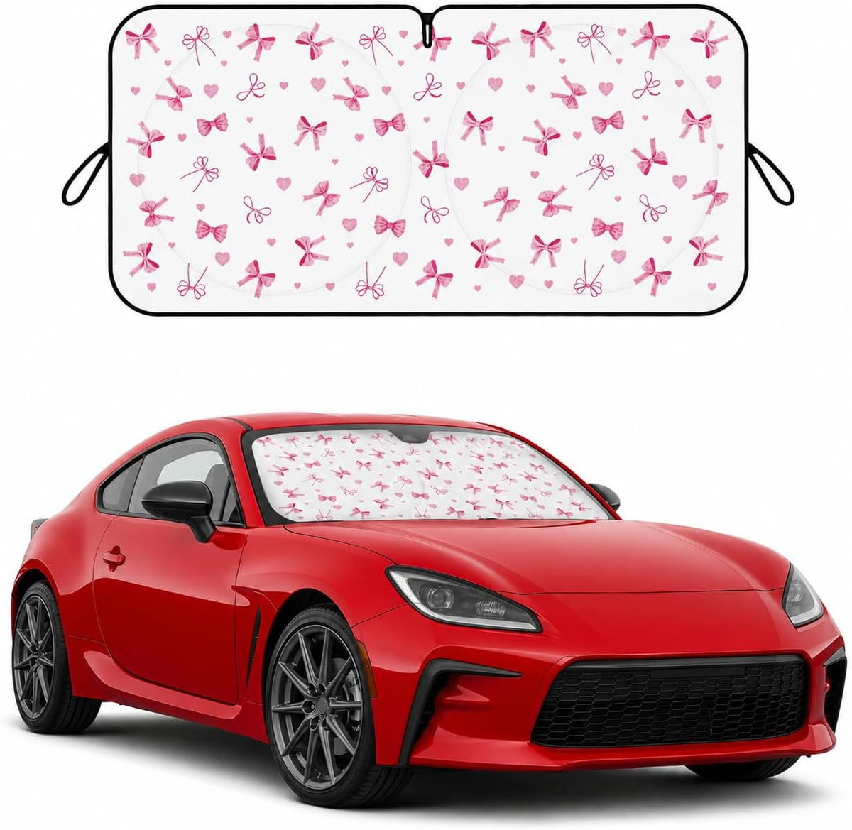 Car Windshield Sun Shade, Funny Cartoon Eyes Sun Visor for Car Windshield Universal Fits Sedan Compact Car Hatchback SUV, UV Heat Protection - 59 x 27.5